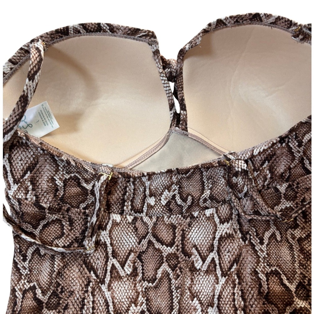 Kona Sol One Piece Swimsuit Women Large Brown Snakeskin Excellent Animal Print - Picture 5 of 6